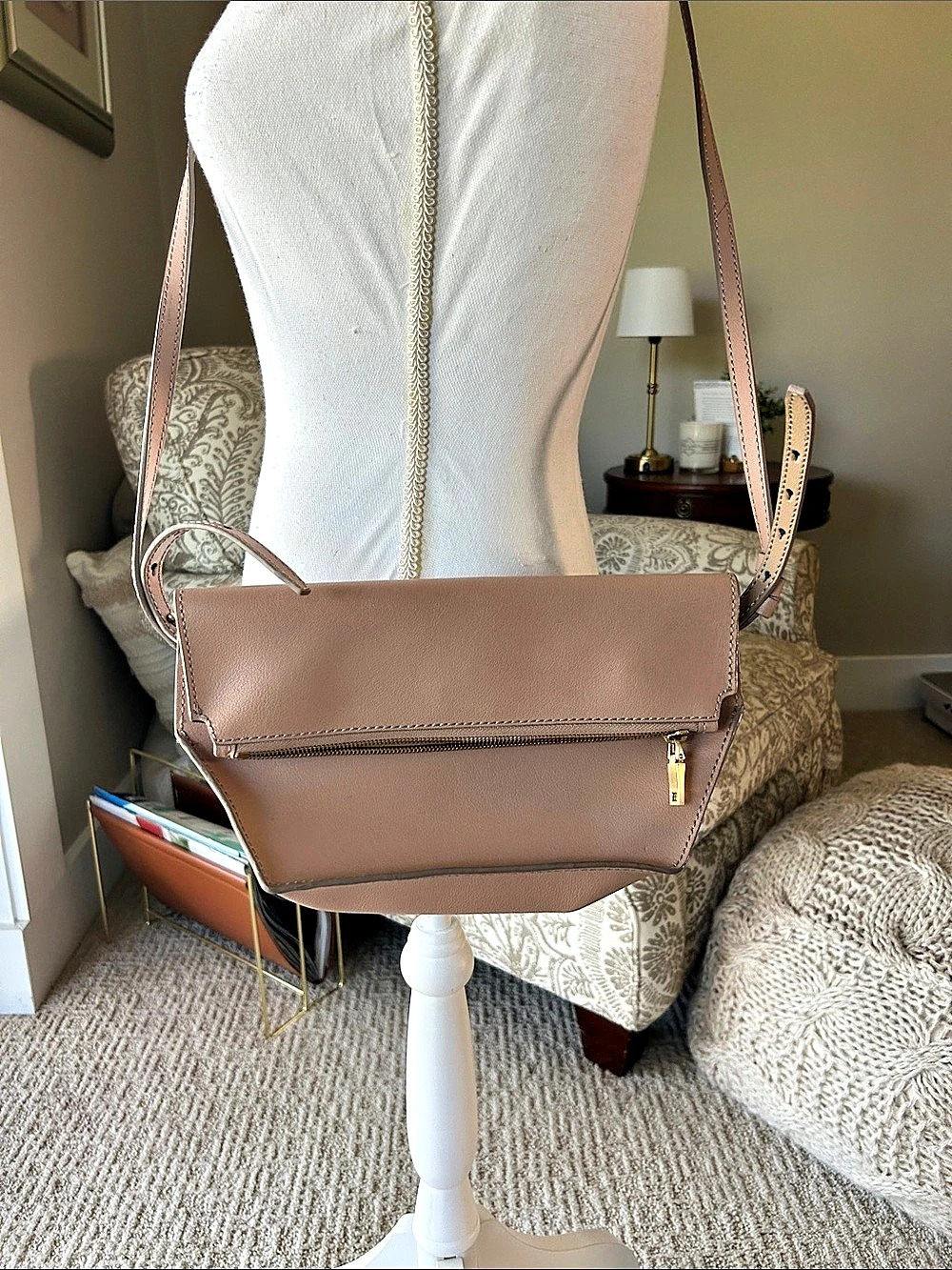 J.Crew Leather Crossbody in Blushy nude
